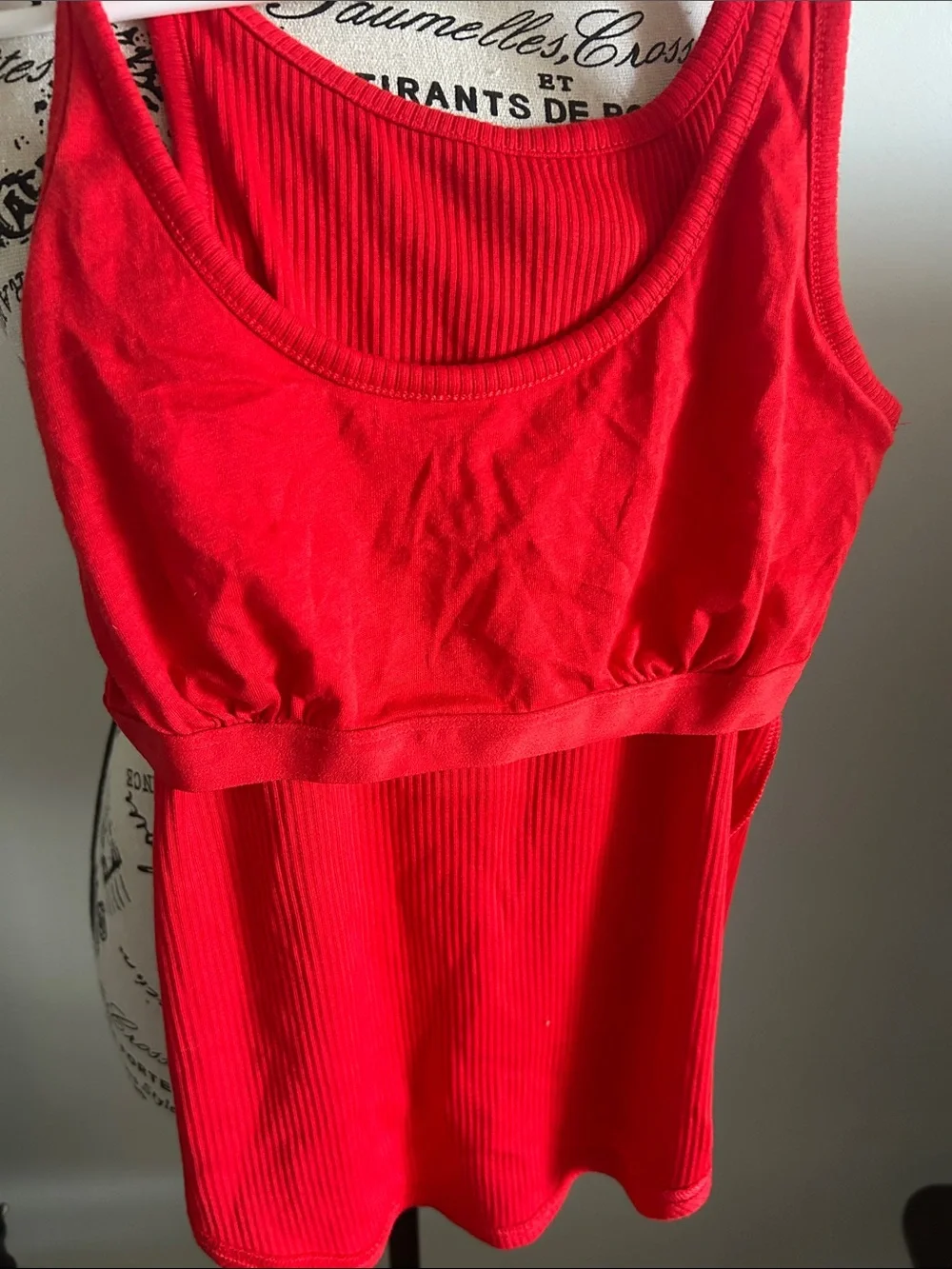 J.Crew Bright Red Ribbed Scoop Tank